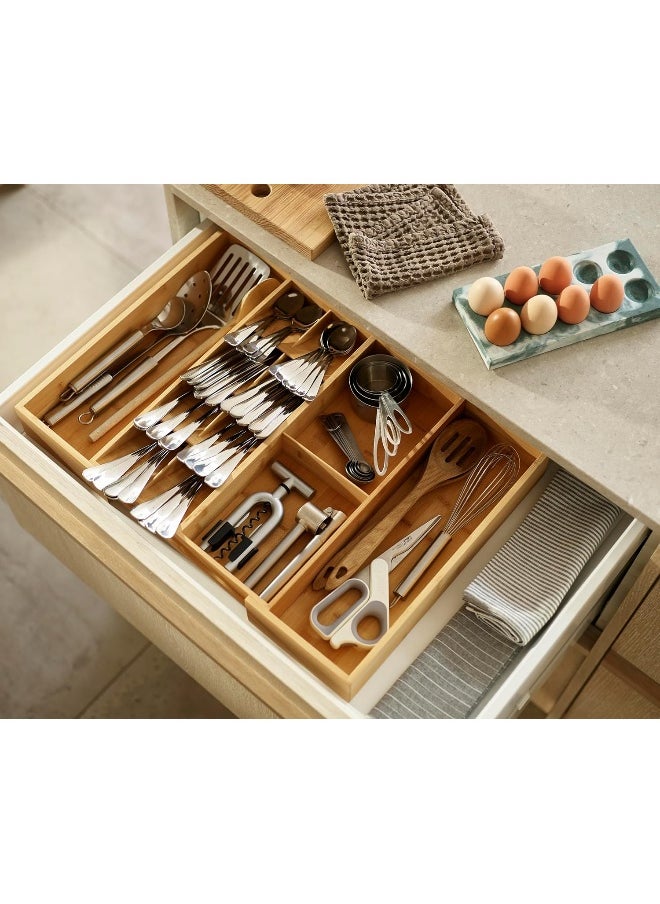Joseph Joseph Joseph Joseph DrawerStore Expandable Adjustable Drawer Tray Cutlery Kitchen Utensil Organizer 10-12 Compartments Bamboo  - Image 5