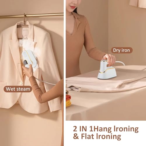 PRECHANA 1200W Portable Steam Iron with LCD Display, 3 Steam Levels, 110ml Water Tank, Foldable Handle, Ceramic Soleplate – Quick Heat-Up, Travel & Home Clothes Steamer – 220V (White) - Image 4