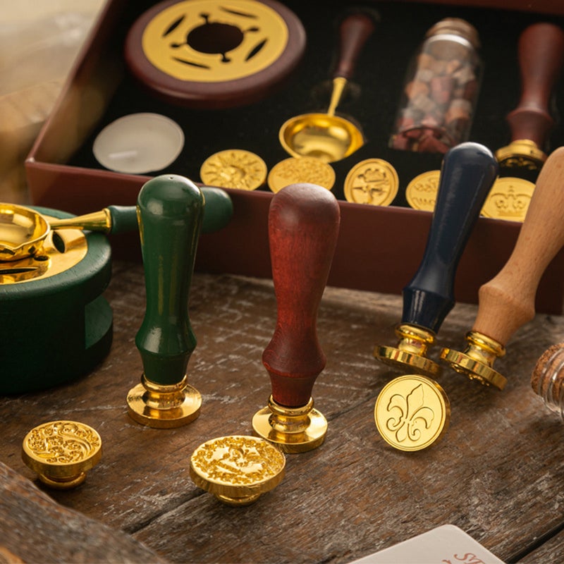 Wax Seal Stamp Kit with 6pcs Seal Stamp and Bottle of Wax Beads  Spoon/Candle/Wax Melt Warmer for Christmas Vintage Envelopes Letters Mailing Crafts Gift for Envelopes Letter Cards Wedding - Image 4