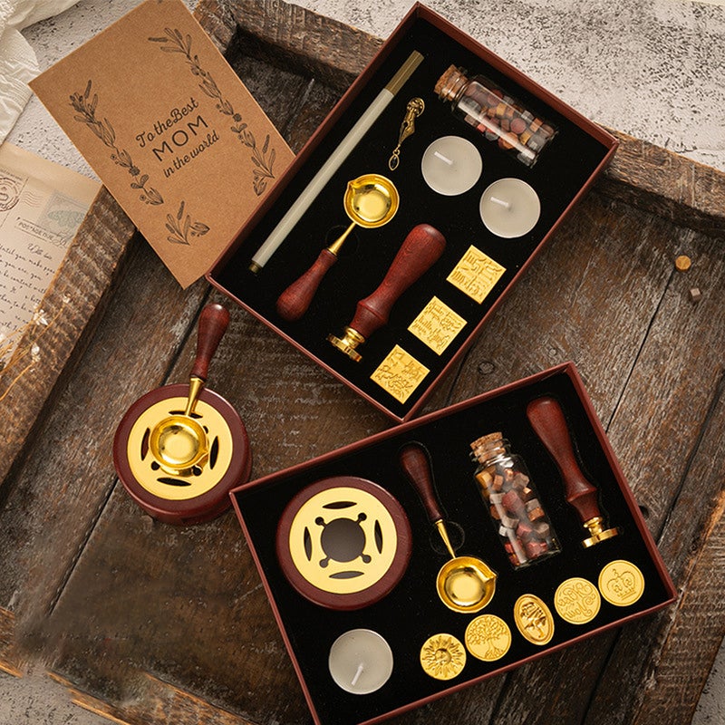 Wax Seal Stamp Kit with 6pcs Seal Stamp and Bottle of Wax Beads  Spoon/Candle/Wax Melt Warmer for Christmas Vintage Envelopes Letters Mailing Crafts Gift for Envelopes Letter Cards Wedding - Image 3