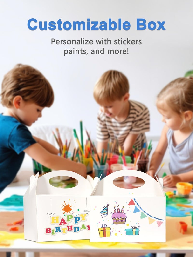 Shallive 25 Pcs Small Party Treat Boxes, 6 Inch Candy Cookie Goodie Gift Bags Gable Box for Kids Birthday Party, White - Image 5