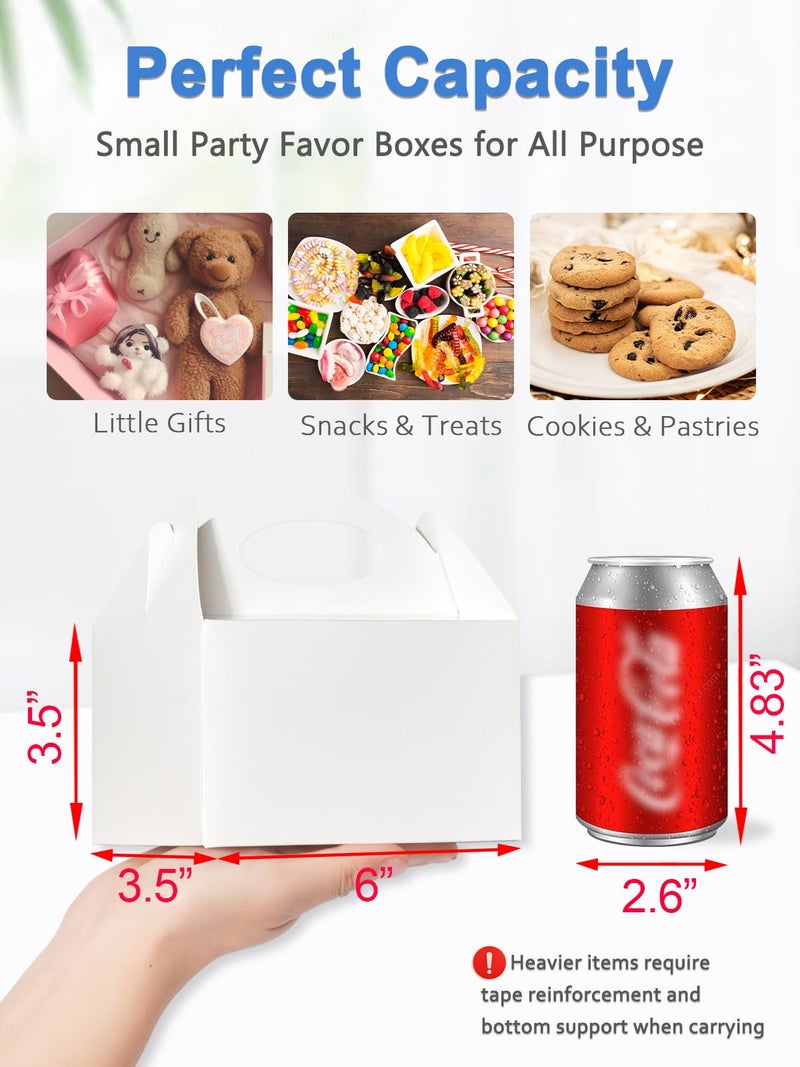 Shallive 25 Pcs Small Party Treat Boxes, 6 Inch Candy Cookie Goodie Gift Bags Gable Box for Kids Birthday Party, White - Image 2