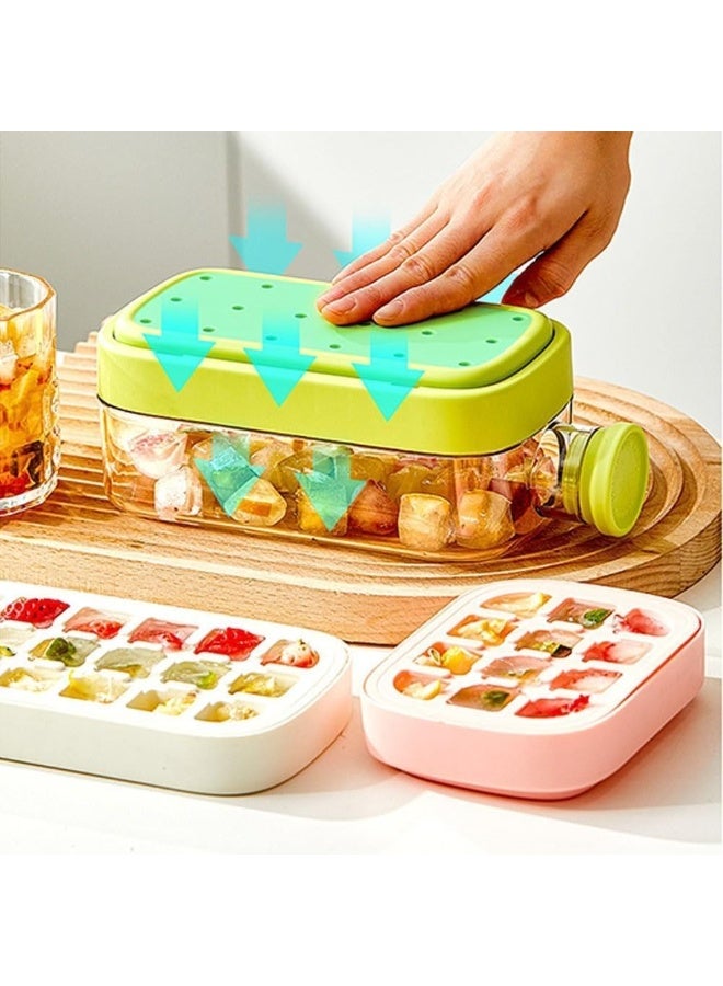 2-in-1 Ice Cube Bottle – Silicone Tray with Lid and Bin for Making Ice Cubes for Beverages, Juice, and Coffee, Easy One-Press Release-Pink , 800 ML - Image 2