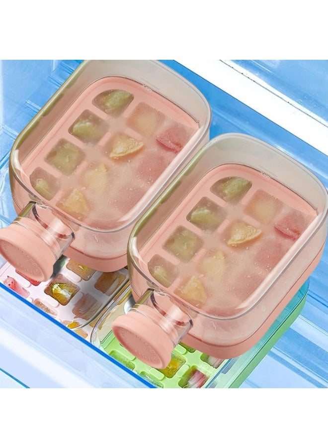 2-in-1 Ice Cube Bottle – Silicone Tray with Lid and Bin for Making Ice Cubes for Beverages, Juice, and Coffee, Easy One-Press Release-Pink , 800 ML - Image 4