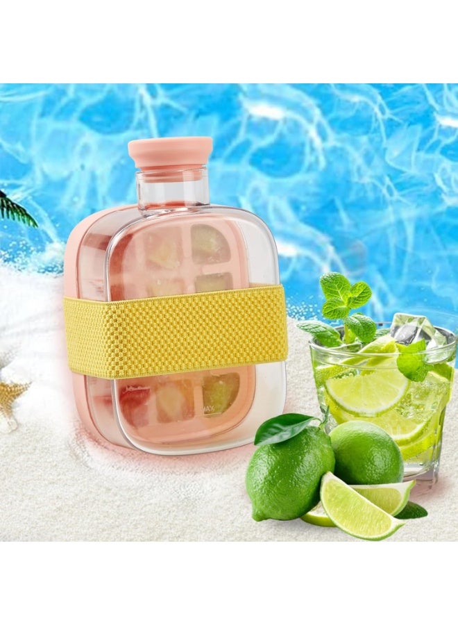 2-in-1 Ice Cube Bottle – Silicone Tray with Lid and Bin for Making Ice Cubes for Beverages, Juice, and Coffee, Easy One-Press Release-Pink , 800 ML - Image 5