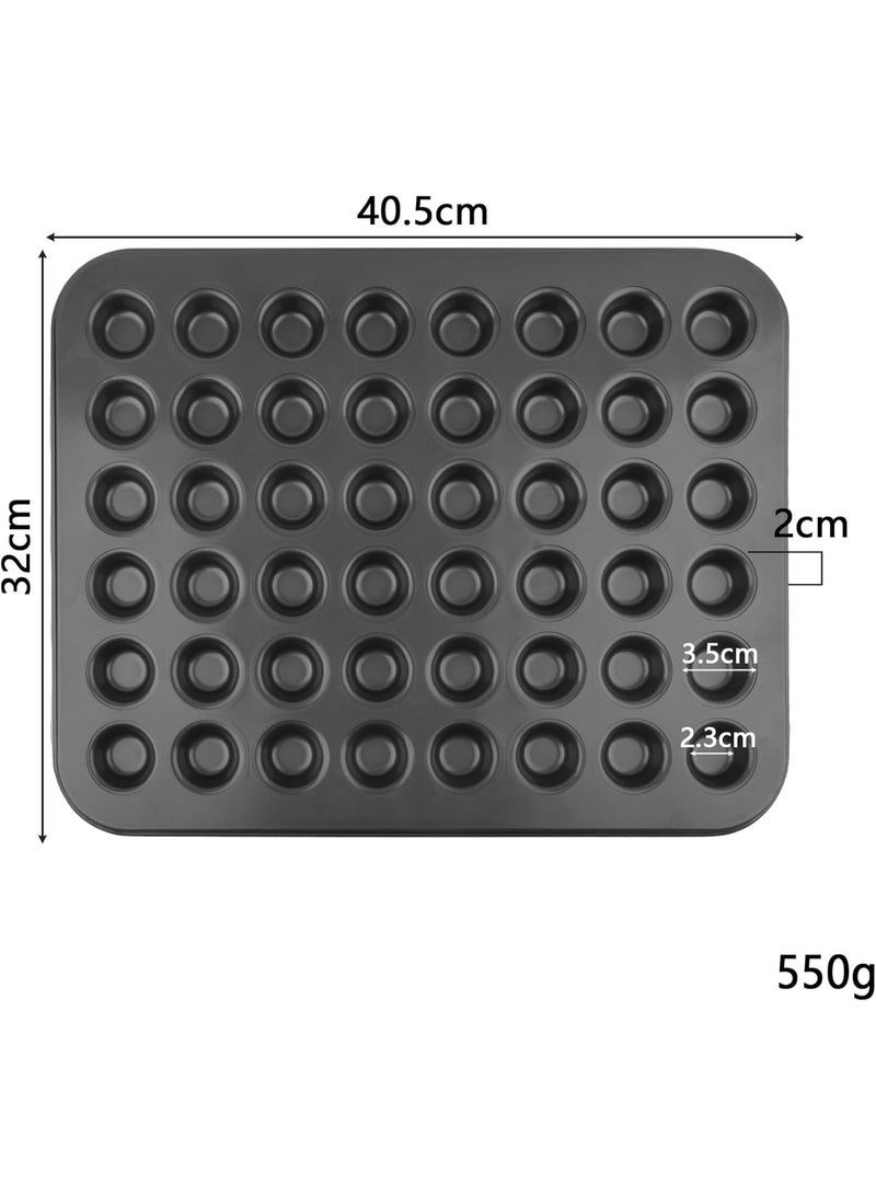 هالامين صينية خبز مافن مافن صغيرة ذات 48 تجاويف ， صينية مافن صغيرة الحجم، صينية مافن ممتازة مانعة للالتصاق لخبز التشيز كيك ， أسود ， 15 × 21 بوصة - Image 2