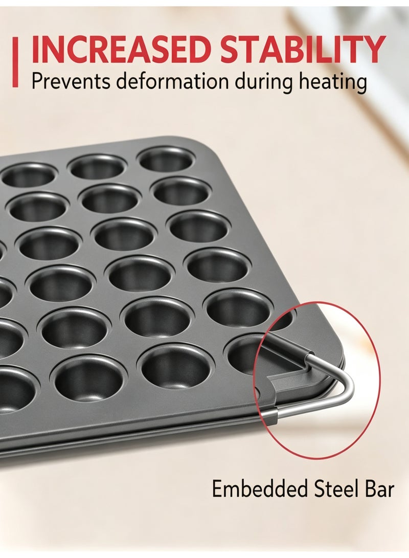Halamine 48-Cavities Mini Muffin Bakeware Pan,Small Cupcake Pan,Premium Nonstick Muffin Tin for Baking Cheesecake,Black ,40.5*32cm - Image 4