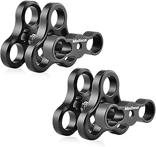 MINIFOCUS 3 Holes Ball Clamp Mount x 2pcs,  1' Triple Holes Camp for Video Light Flash Light Arm System Underwater - Image 1