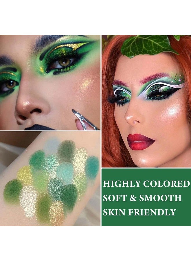DuoZeng 16 Colors Glitter Green Eyeshadow Palette,Shimmer Matte Eyeshadow Makeup Palette Pallet Highly Pigmented Waterproof Smokey Powder Pressed Eye Shadow Palette - Image 4