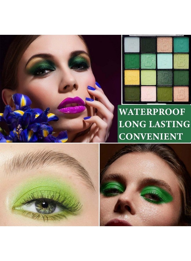 DuoZeng 16 Colors Glitter Green Eyeshadow Palette,Shimmer Matte Eyeshadow Makeup Palette Pallet Highly Pigmented Waterproof Smokey Powder Pressed Eye Shadow Palette - Image 5