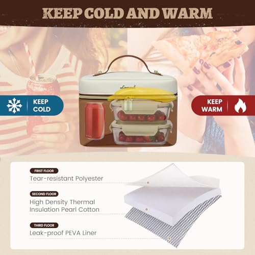 LOVEVOOK Insulated Lunch Bag for Women,Adult Lunch Box for Women,Leakproof Cooler Bag for Office Picnic Hiking Beach,Lunch Tote Bag with Adjustable Shoulder Strap - Image 3