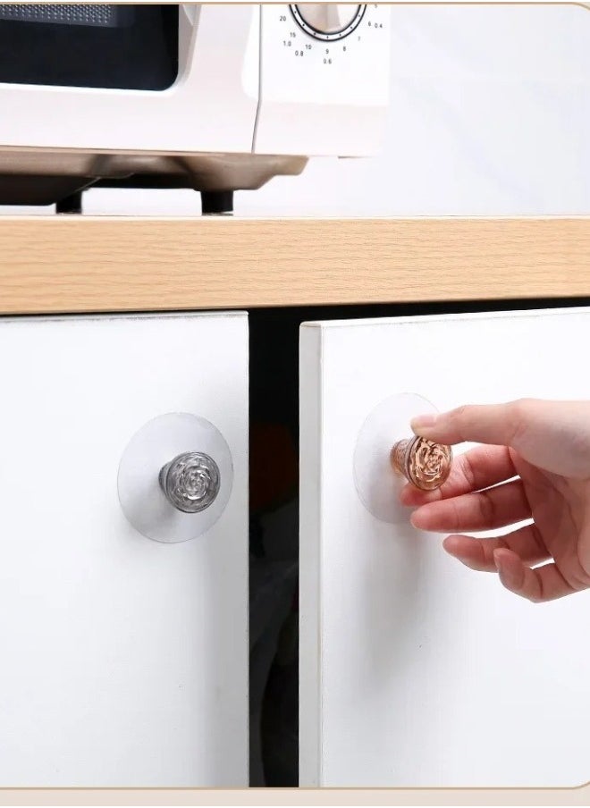 Generic - 2pcs Self Adhesive Acrylic Rose Shape Handles for Wardrobe, Kitchen Cabinet, Bathroom, Cupboard, Furniture, Door, Window. - Image 1