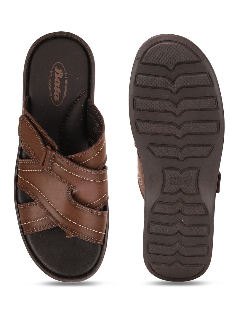 Bata Men's DOBBY MULE Sandal's BROWN - 10 UK (8714643) - Image 4