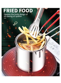 XiuWoo 3PCS ,Deep Fryer Pot, 1.2L 304 Stainless Steel Japanese Style Fryer Pan With Oil Filter Mesh And Clip , Non Stick Fryer Uniform Heating For General Purpose Gas Stove , Camping Available mini Fryer  - Image 3