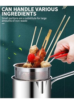 XiuWoo 3PCS ,Deep Fryer Pot, 1.2L 304 Stainless Steel Japanese Style Fryer Pan With Oil Filter Mesh And Clip , Non Stick Fryer Uniform Heating For General Purpose Gas Stove , Camping Available mini Fryer  - Image 4
