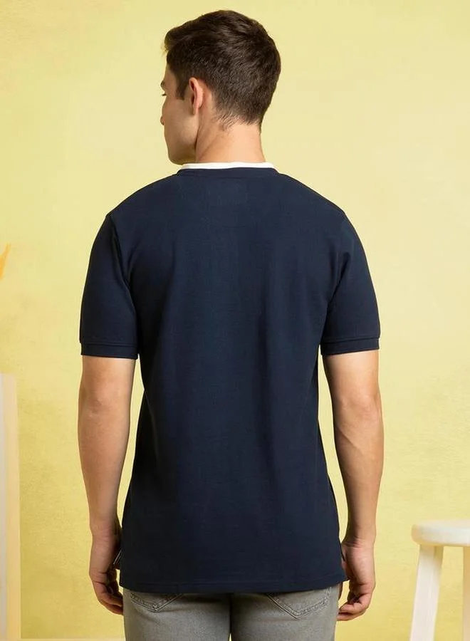 Dennis Lingo Dennis lingo Cotton Regular Fit Henley Neck T-Shirts