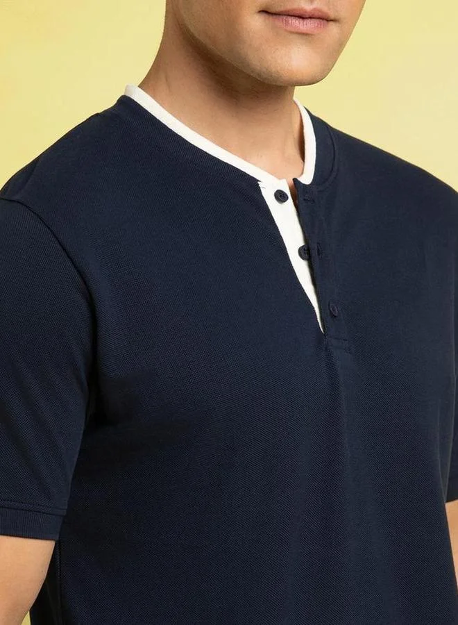 Dennis Lingo Dennis lingo Cotton Regular Fit Henley Neck T-Shirts