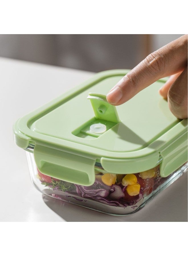 Glass Lunch Box Can Be Heated By Microwave Oven. Special Office Worker Packing With Lid, Lunch Bowl, Separate Lunch Box, Fresh-keeping Box-Specifications:Rectangular 680ml-Color:Sakura Powder  - Image 4