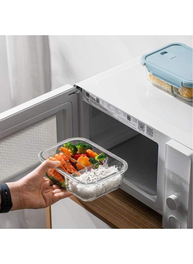 Glass Lunch Box Can Be Heated By Microwave Oven. Special Office Worker Packing With Lid, Lunch Bowl, Separate Lunch Box, Fresh-keeping Box-Specifications:Rectangular 680ml-Color:Sakura Powder  - Image 3