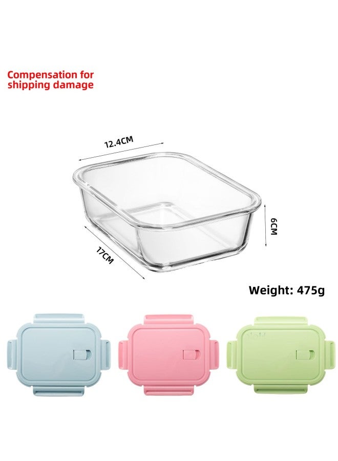 Glass Lunch Box Can Be Heated By Microwave Oven. Special Office Worker Packing With Lid, Lunch Bowl, Separate Lunch Box, Fresh-keeping Box-Specifications:Rectangular 680ml-Color:Sakura Powder  - Image 1