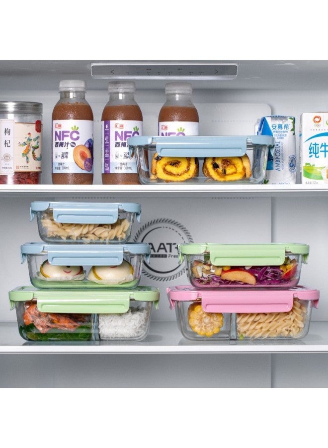 Glass Lunch Box Can Be Heated By Microwave Oven. Special Office Worker Packing With Lid, Lunch Bowl, Separate Lunch Box, Fresh-keeping Box-Specifications:Rectangular 680ml-Color:Sakura Powder  - Image 5