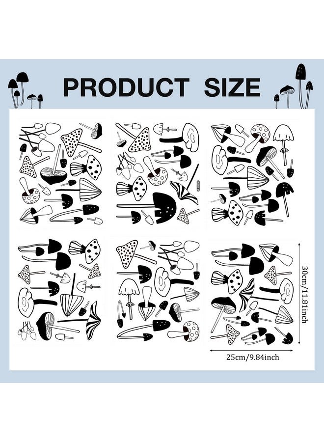 Glenmal 96 Pcs Mushroom Wall Stickers Cute Mushroom Wall Decals Black Removable Peel and Stick Sticker for Kids Nursery Bedroom Room School Classroom Decor - Image 3