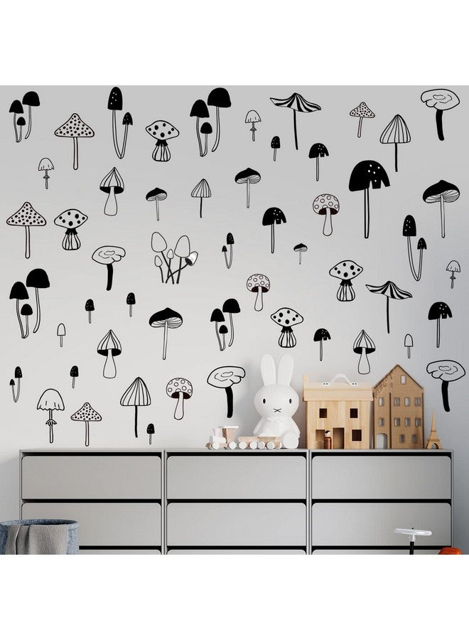 Glenmal 96 Pcs Mushroom Wall Stickers Cute Mushroom Wall Decals Black Removable Peel and Stick Sticker for Kids Nursery Bedroom Room School Classroom Decor - Image 4