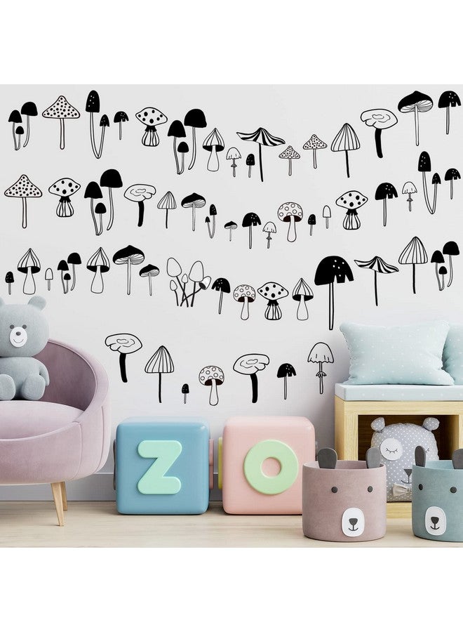 Glenmal 96 Pcs Mushroom Wall Stickers Cute Mushroom Wall Decals Black Removable Peel and Stick Sticker for Kids Nursery Bedroom Room School Classroom Decor - Image 5
