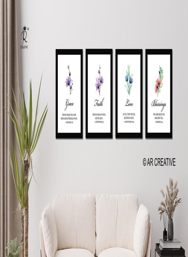 AR Creative Grace Faith Love Blessings Bible Verse Wall Art, Bible Quotes Print with Frame, Home, Office Decor, Bible Quotes Poster (13.6 inch x 10.2 inch), Set of 4 - Image 3