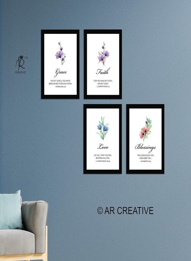 AR Creative Grace Faith Love Blessings Bible Verse Wall Art, Bible Quotes Print with Frame, Home, Office Decor, Bible Quotes Poster (13.6 inch x 10.2 inch), Set of 4 - Image 2