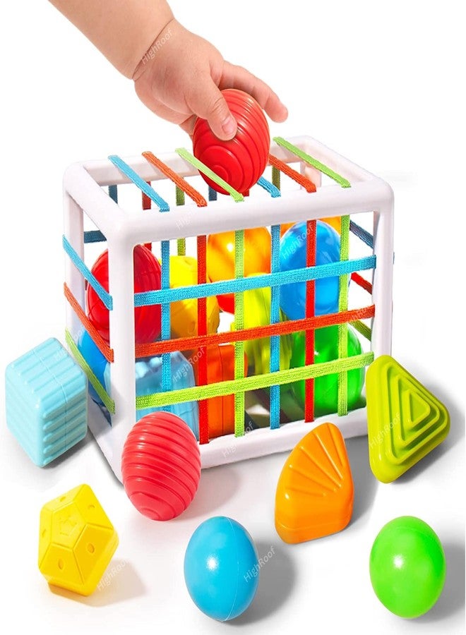 HighRoof Baby Shape Sorter Toys for 1 Year Old,Baby Sorter Toy Colorful Cube and Multi Sensory Shape,Learning Activity for Fine Motor Skills,Birthday Gifts for Girls Boys (12 Pcs Block) - Image 1
