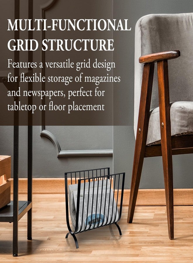 ماي جيفت حامل مجلات معدني أسود غير لامع من ماي جيفت، حامل مجلات فاخر من الأسلاك بتصميم منتصف القرن، سلة معلقة للمجلات والصحف توضع على الطاولة أو الأرض - Image 3