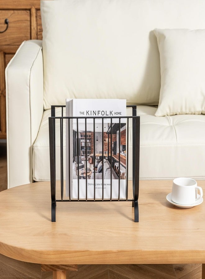 ماي جيفت حامل مجلات معدني أسود غير لامع من ماي جيفت، حامل مجلات فاخر من الأسلاك بتصميم منتصف القرن، سلة معلقة للمجلات والصحف توضع على الطاولة أو الأرض - Image 4