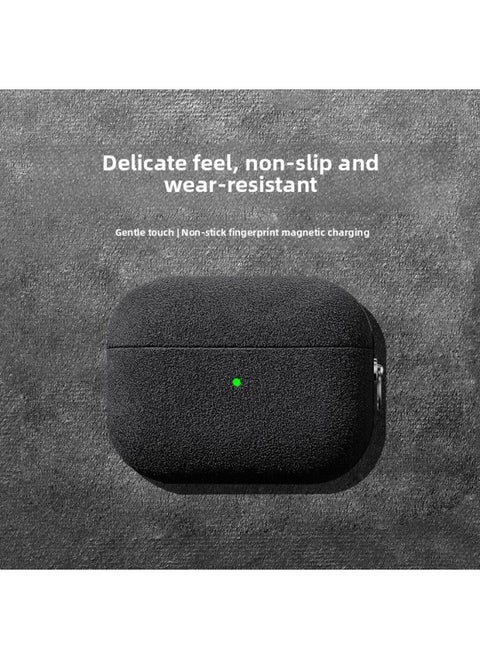 Suitable For Airpodspro2 For Apple Headphone Protective Case AirPods4 Protective Case Fur All-Covering Drop-Resistant Case-Color:Graphite Black Suede Earphone Case-Applicable Model:Airpods 4th Generation