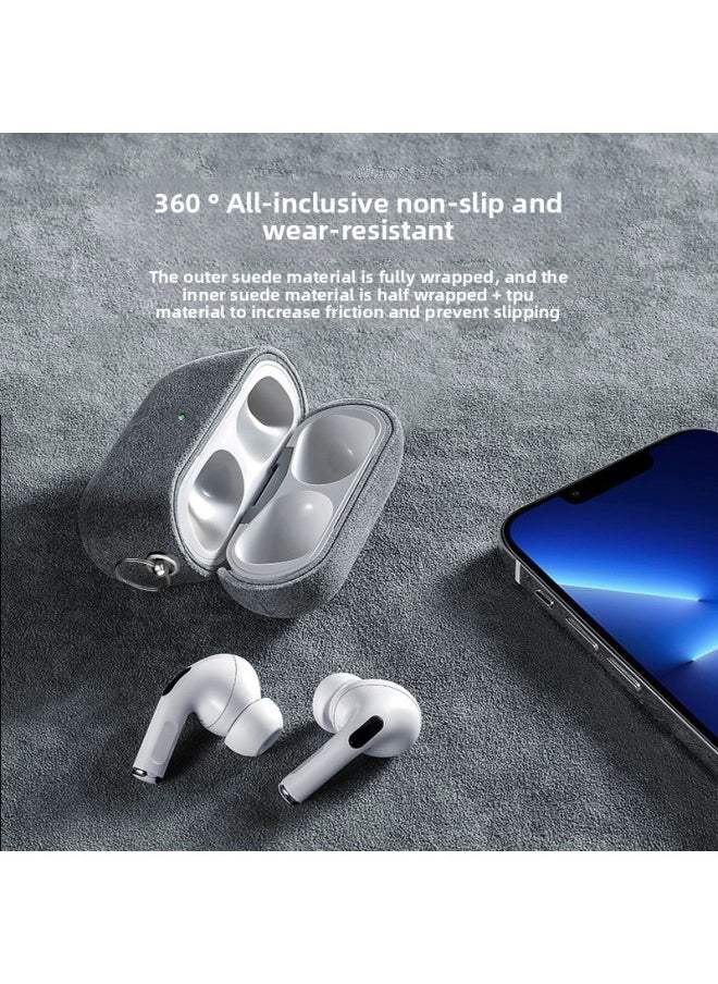 Generic - Suitable For Airpodspro2 For Apple Headphone Protective Case AirPods4 Protective Case Fur All-Covering Drop-Resistant Case-Color:Graphite Black Suede Earphone Case-Applicable Model:Airpods 4th Generation - Image 1