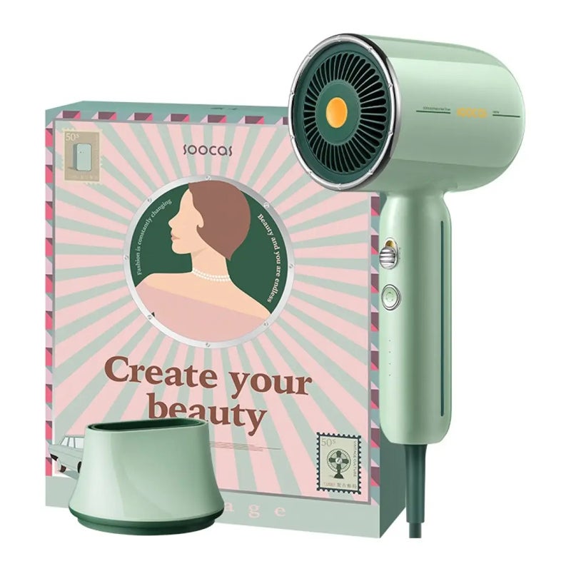 Soocas RH1 Hair Dryer Styler with Concentrator Nozzle, Professional Styling Tool, Green - Image 4