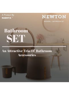 Nabhya Nabhya Newton Combo of 3 pcs Bathroom Accessories Set Plastic Bathroom Set with 20Ltr Plastic Bucket, Small Mug and Big Stool for Home, Kitchen & Bathroom (Brown)  - Image 2