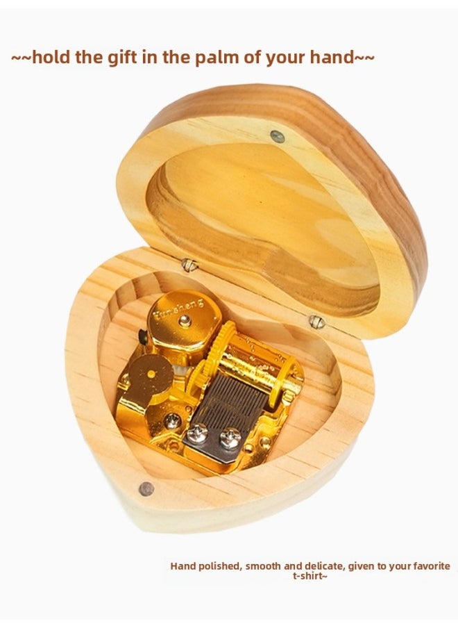 Wooden Fixed Print Engraving Spring Music Box Music Box Sky City Children's Male And Female Friends Birthday Gift Students-Color:[engraving] Log Silver Core (choose 1 From 10 Tracks)  - Image 4