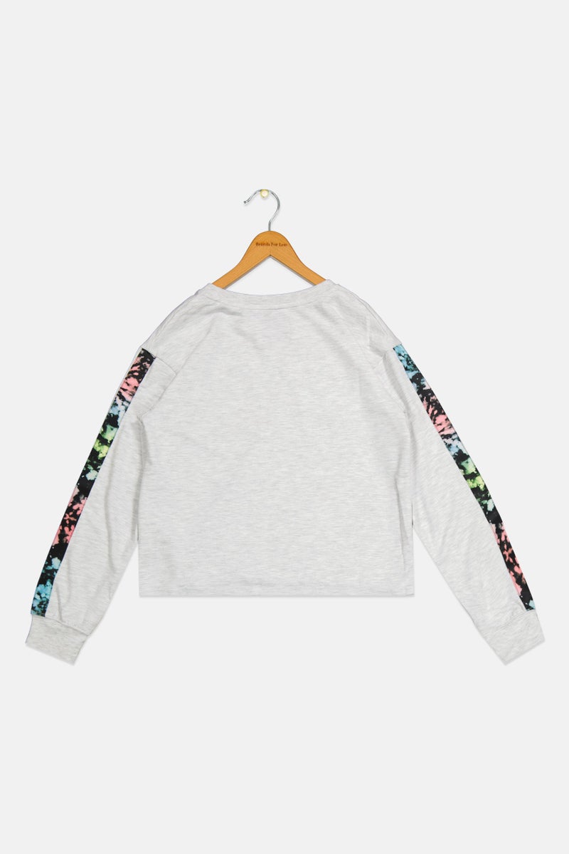 Hurley Kids Girl Sportswear Fit Brand Logo Training Sweatshirts, Grey Combo  - Image 2