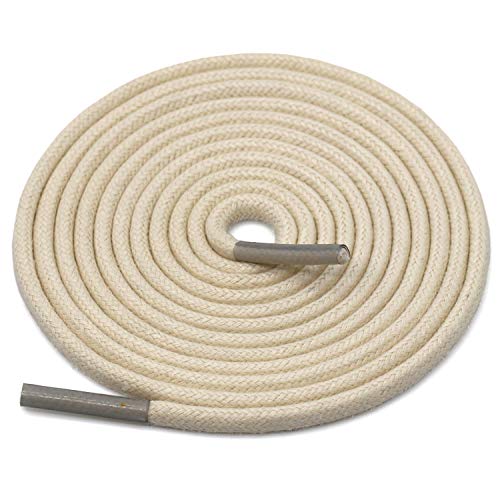 DELELE 2 Pair 39 inch Beige Round Waxed Oxford Shoe Laces for Dress Shoes and Boots - Image 1
