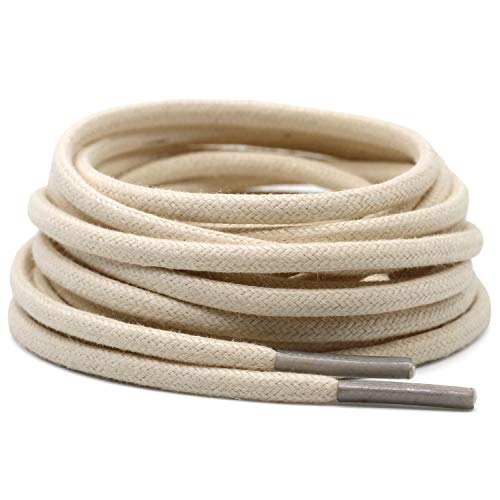 DELELE 2 Pair 39 inch Beige Round Waxed Oxford Shoe Laces for Dress Shoes and Boots - Image 3