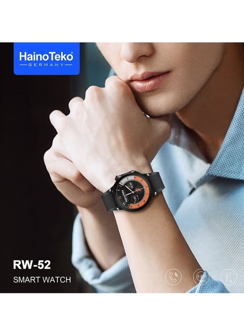 Haino Teko RW52 Round Shape AMOLED Display Smartwatch with 3 Pairs of Straps – Stylish Black Design, Fitness Tracking, Long Battery Life, Perfect for Men and Boys - Image 4
