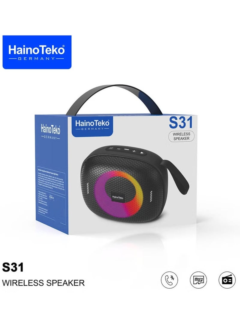 Haino Teko S31 Portable Wireless Bluetooth Speaker – High-Quality Sound, Compact & Lightweight Red Bluetooth Speaker for Music, Outdoor Events, Parties, and Home Use - Image 5