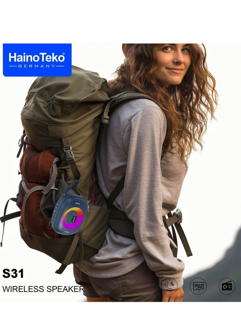 Haino Teko S31 Portable Wireless Bluetooth Speaker – High-Quality Sound, Compact & Lightweight Red Bluetooth Speaker for Music, Outdoor Events, Parties, and Home Use - Image 4