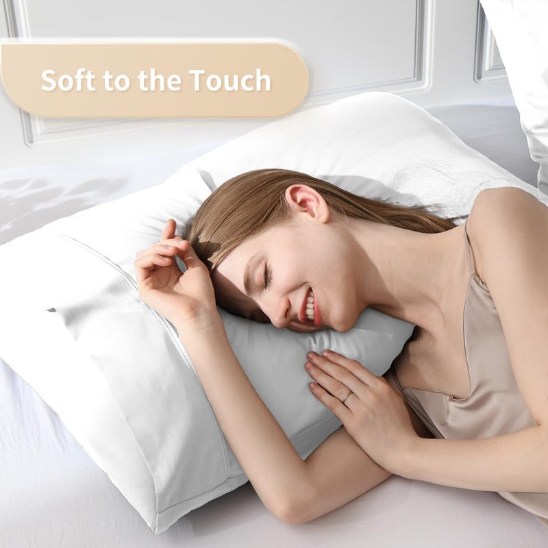 Parkdeny Queen Pillowcases  Cooling Viscose from Bamboo Pillow Covers with Envelope Closure  Soft Moisture-Wicking for Hot Sleepers  Hair and Skin-Friendly  White  2 Pack - Image 3