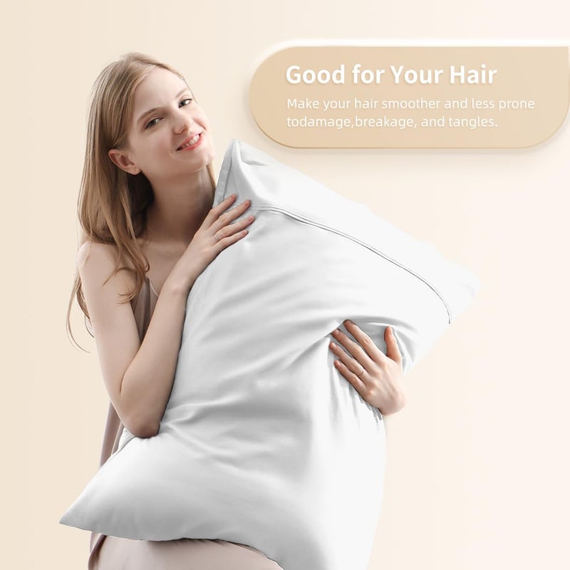 Parkdeny Queen Pillowcases  Cooling Viscose from Bamboo Pillow Covers with Envelope Closure  Soft Moisture-Wicking for Hot Sleepers  Hair and Skin-Friendly  White  2 Pack - Image 2