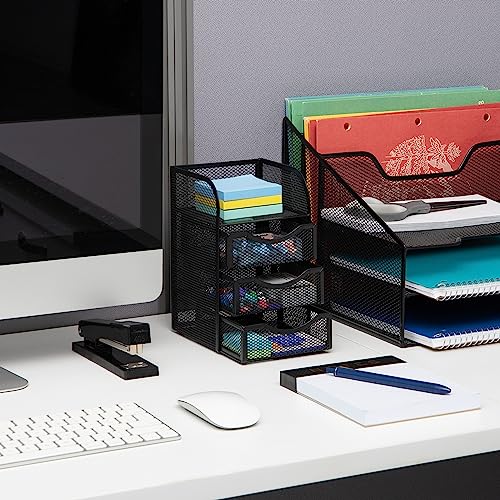Mind Reader Desktop Accessory Storage, Paper Binder Clip Basket, Workspace, Office, Metal Mesh, 4.75"L x 5"W x 8"H, Black - Image 2