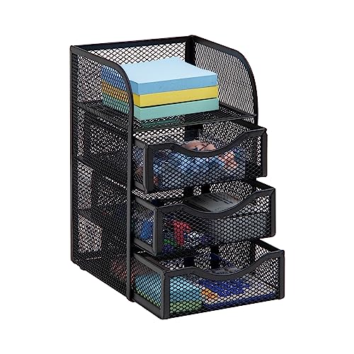 Mind Reader Desktop Accessory Storage, Paper Binder Clip Basket, Workspace, Office, Metal Mesh, 4.75"L x 5"W x 8"H, Black - Image 1