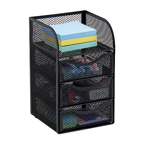 Mind Reader Desktop Accessory Storage, Paper Binder Clip Basket, Workspace, Office, Metal Mesh, 4.75"L x 5"W x 8"H, Black - Image 5