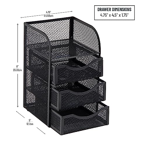 Mind Reader Desktop Accessory Storage, Paper Binder Clip Basket, Workspace, Office, Metal Mesh, 4.75"L x 5"W x 8"H, Black - Image 3
